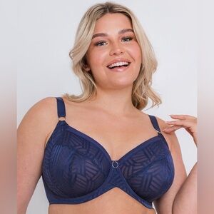 Curvy Kate Wonderfull Vibe Navy Blue Full-Coverage Lace Bra Size 38G NWT‎